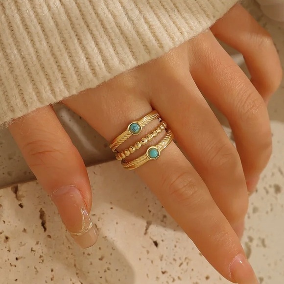 Jewelry - Retro layered artificial gemstone open adjustable ring
